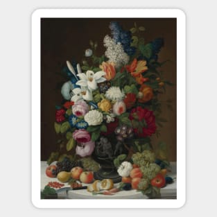 Still Life With Flowers And Fruit by Severin Roesen Magnet